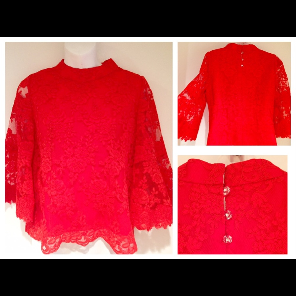 Red lace blouse